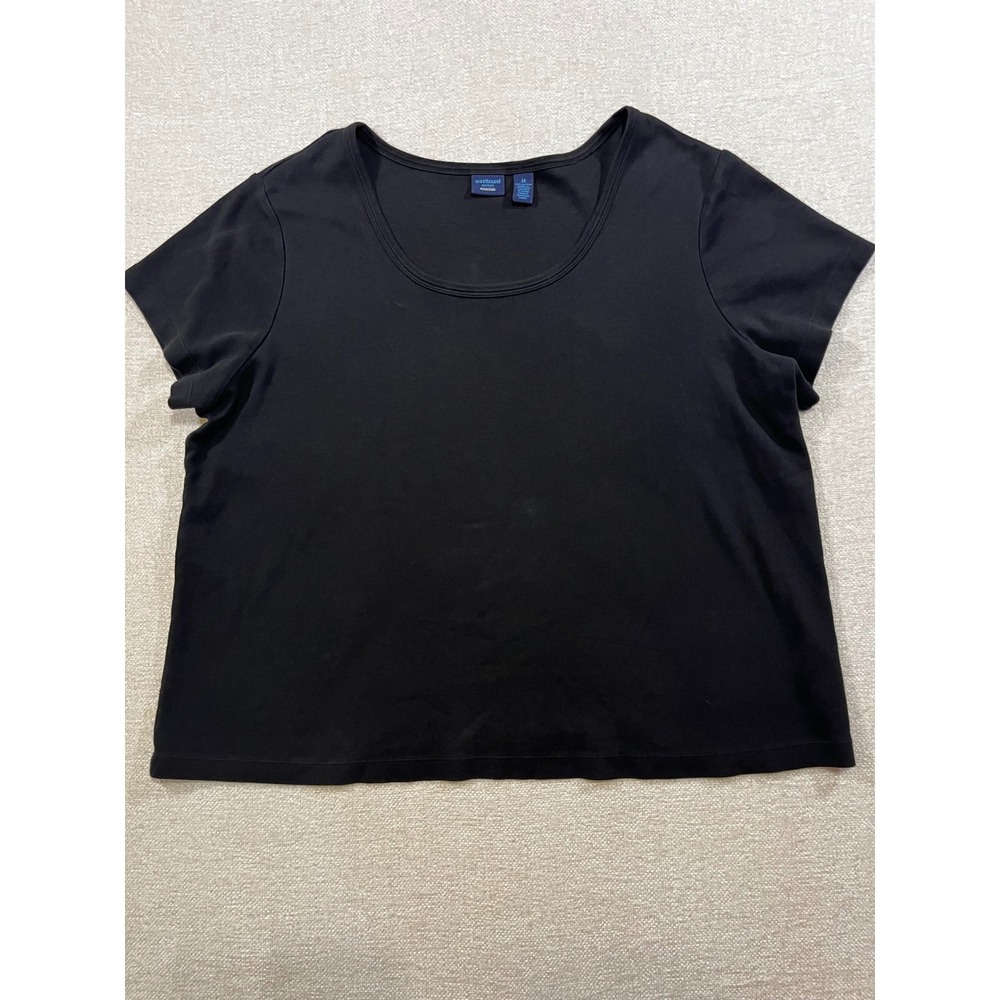 Westbound Woman Essentials Black Cotton Scoop Neck Short Sleeve Tee 2X